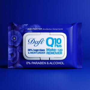 دستمال مرطوب پاک کننده آرایش دافی مدل Q10 طرح میوه بلوبری بسته 50 عددی