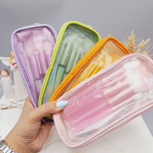 ست براش پاستیلی میکاپ همراه با کیف