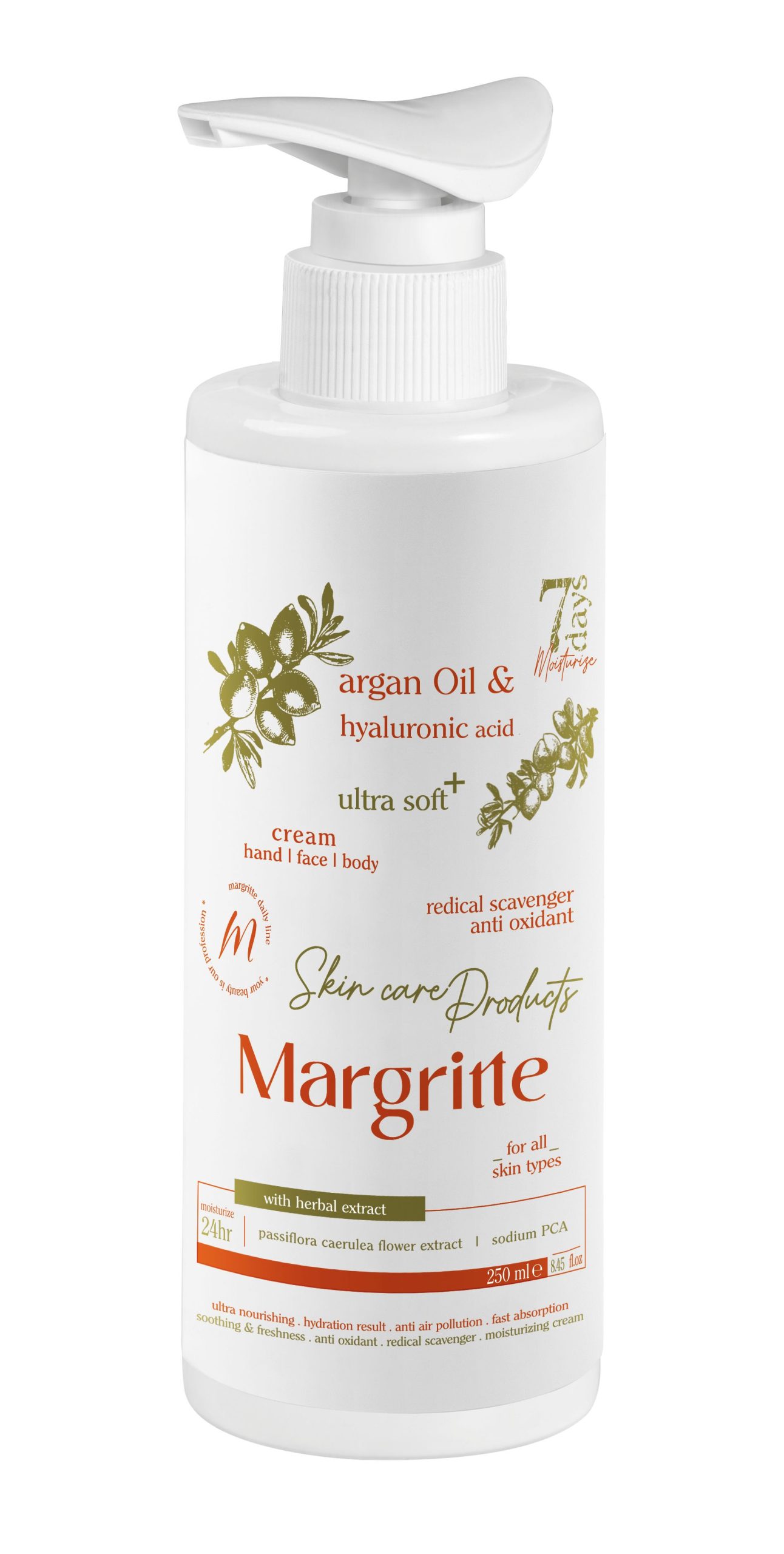 کرم مرطوب کننده آبرسان آرگان حجم 250 میلی لیتر (پمپی) مارگریت 1 کرم مرطوب کننده آبرسان آرگان حجم 250 میلی لیتر (پمپی) مارگریت