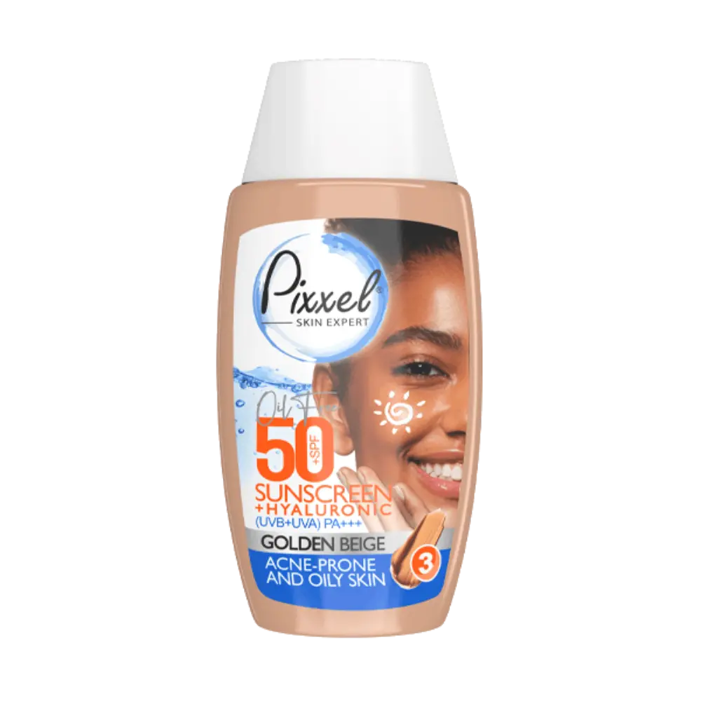 کرم ضدآفتاب رنگ بژ طلایی مناسب پوست جوشدار و چرب پیکسل 1 کرم ضدآفتاب رنگ بژ طلایی مناسب پوست جوشدار و چرب پیکسل