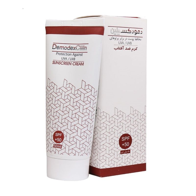 کرم ضد آفتاب بی رنگ دمودکسیلین SPF 50 مناسب برای انواع پوست حجم 50 میلیلیتر 1 کرم ضد آفتاب بی رنگ دمودکسیلین SPF 50 مناسب برای انواع پوست حجم 50 میلیلیتر