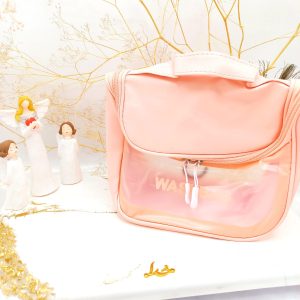 کیف آرایشی واشبگ بیضی صورتی سایز بزرگ  WASHBAG