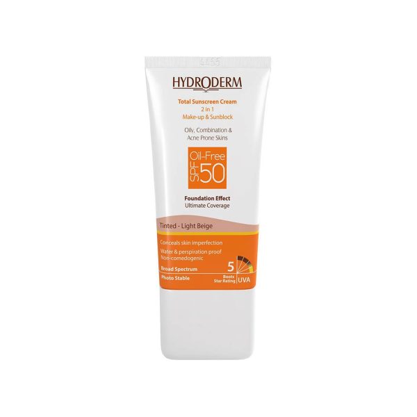 کرم ضد آفتاب فاقد چربی 2In1 هیدرودرم SPF50 حجم 40 میلی لیتر - بژ روشن