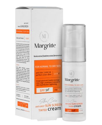 کرم ضدآفتاب روشن کننده بژ طبیعی مارگریت مناسب پوست های نرمال تا خشک 1 کرم ضدآفتاب روشن کننده بژ طبیعی مارگریت مناسب پوست های نرمال تا خشک