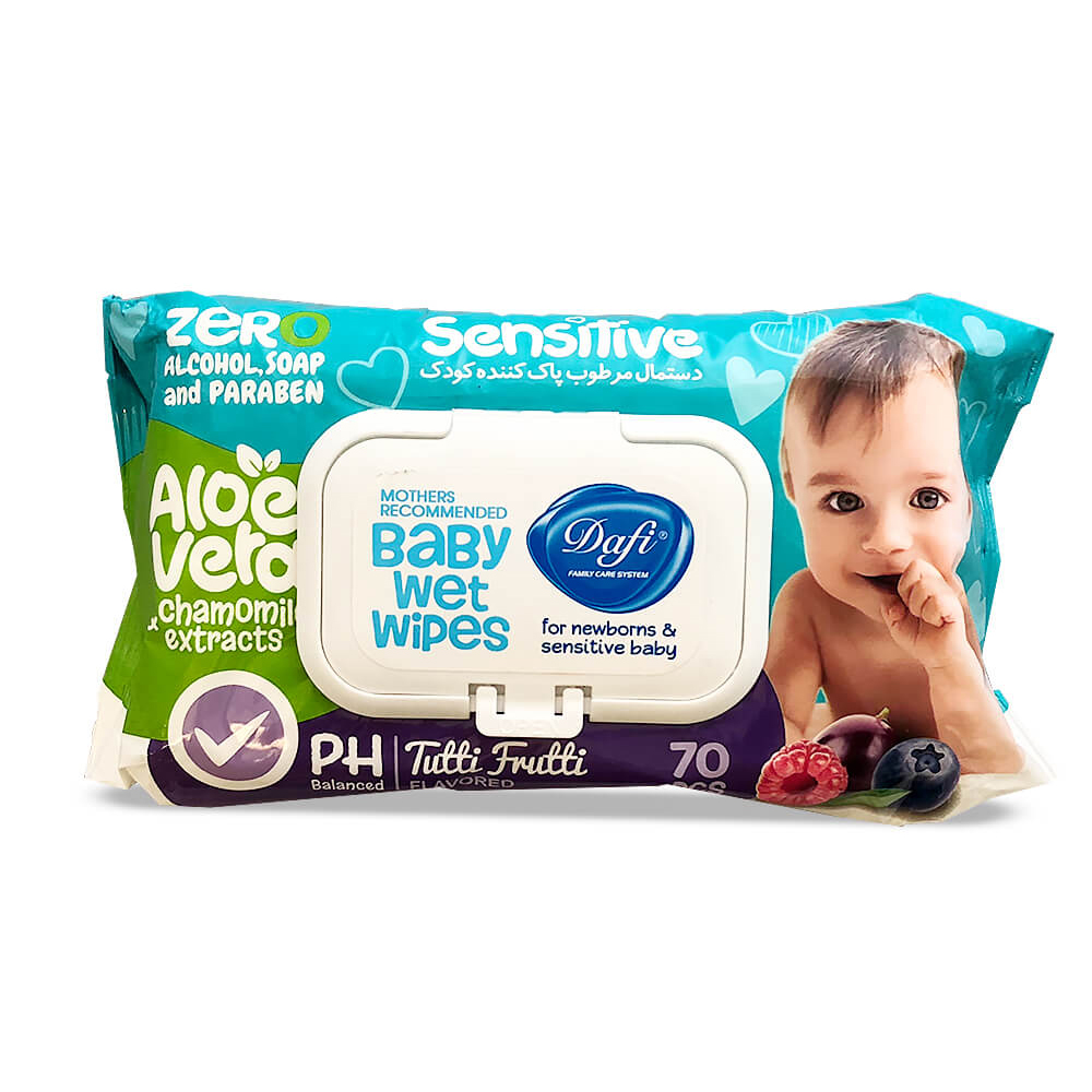 دستمال مرطوب پاک کننده کودک دافی مدل حساس- بسته 70 عددی 1 دستمال مرطوب پاک کننده کودک دافی مدل حساس- بسته 70 عددی