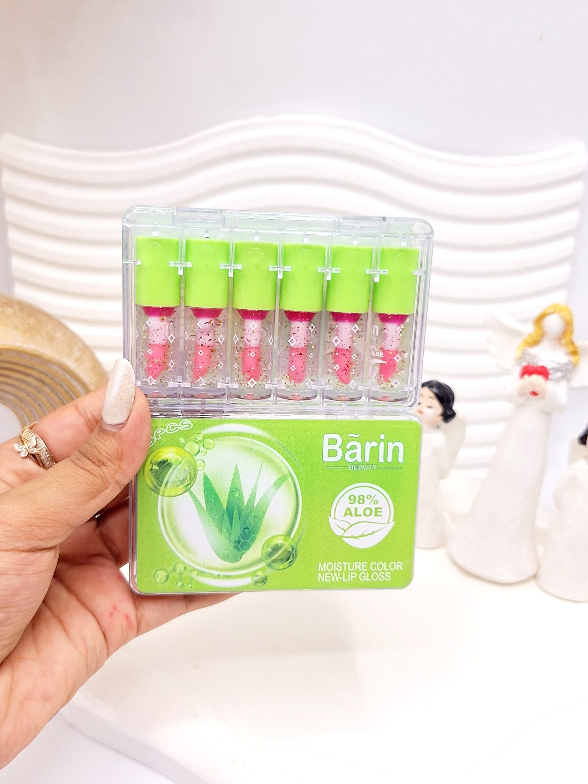 باکس 6 تایی لیپ گلاس رایحه آلوئه ورا برند Barin کد 1026 1 باکس 6 تایی لیپ گلاس رایحه آلوئه ورا برند Barin کد 1026