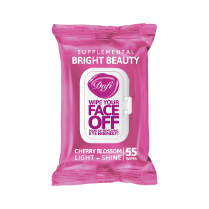 دستمال مرطوب پاک کننده آرایش درب دار دافی مدل شکوفه گیلاس ژاپنی بسته 55 عددی