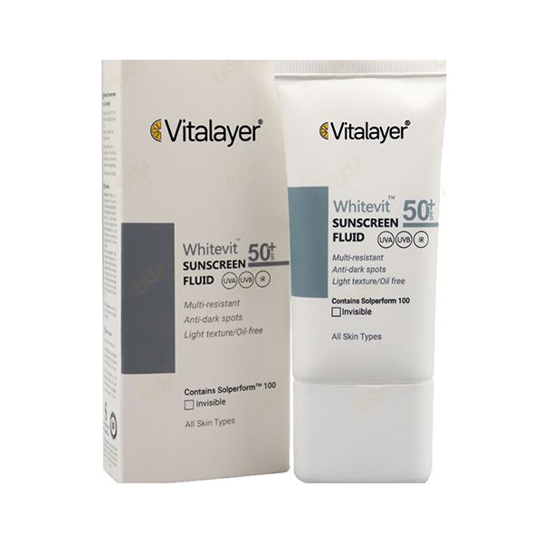 فلوئید ضد آفتاب SPF 50 ویتالیر مدل Whitevit مناسب انواع پوست کدر و دارای لک حجم 50 میلی لیتر - بی رنگ 1 فلوئید ضد آفتاب SPF 50 ویتالیر مدل Whitevit مناسب انواع پوست کدر و دارای لک حجم 50 میلی لیتر - بی رنگ